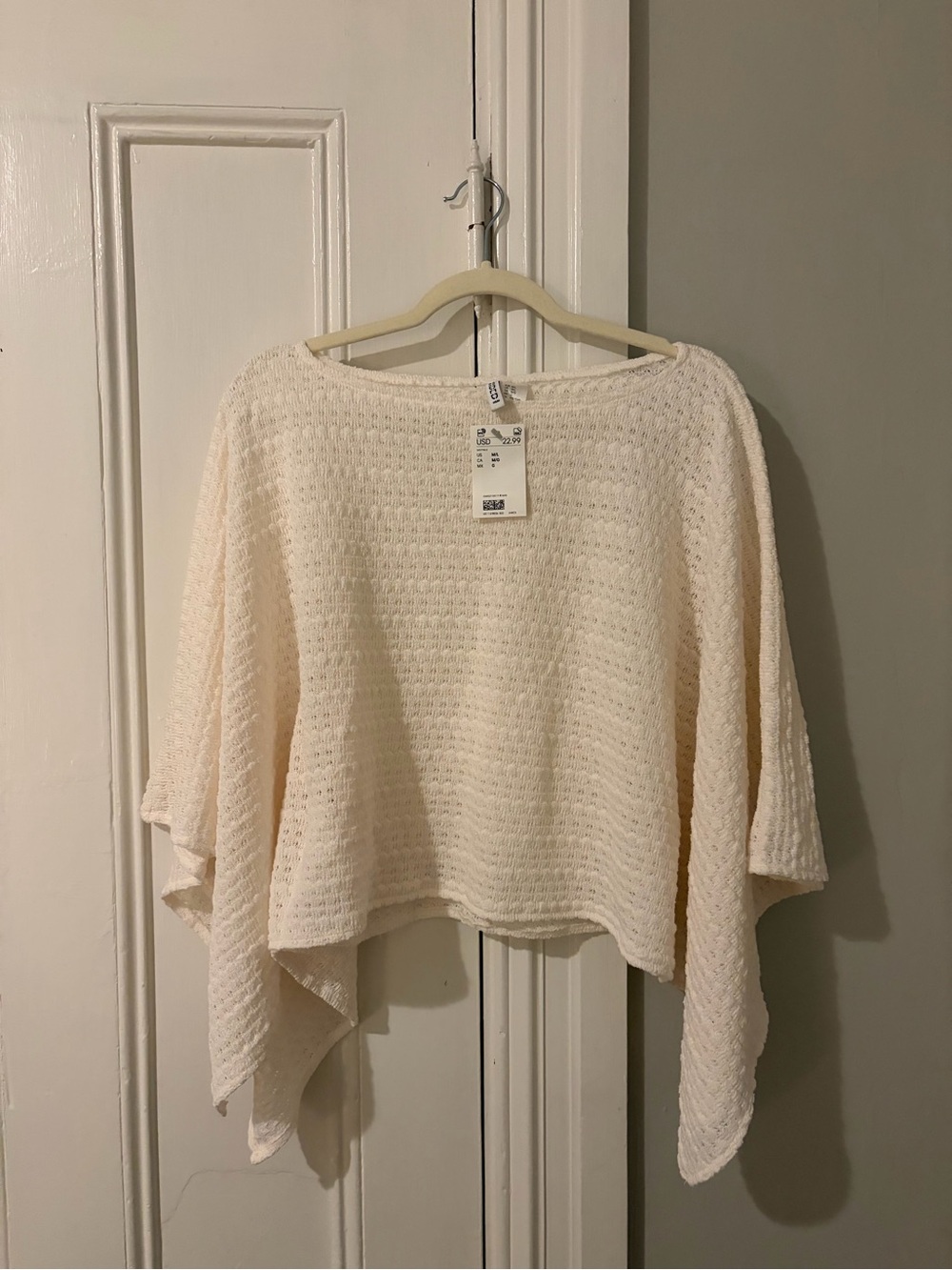 H&M Cream Crochet Poncho Top
